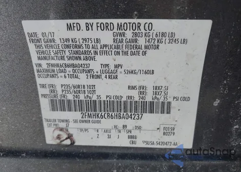 2017 Ford Flex Sel z USA, uszkodzony, nr VIN 2FMHK6C86HBA04237